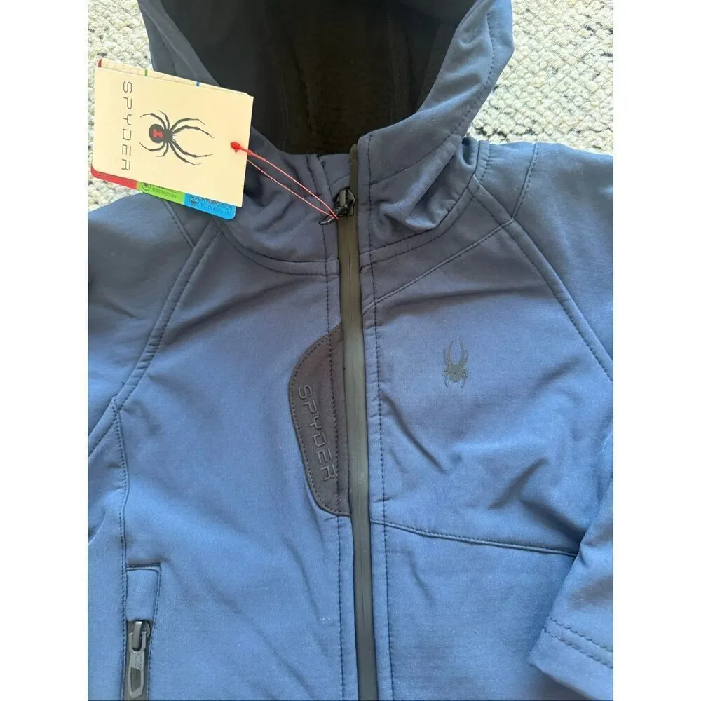 NWT Spyder 2T Toddler Soft Shell Navy Zipper Hooded Jacket